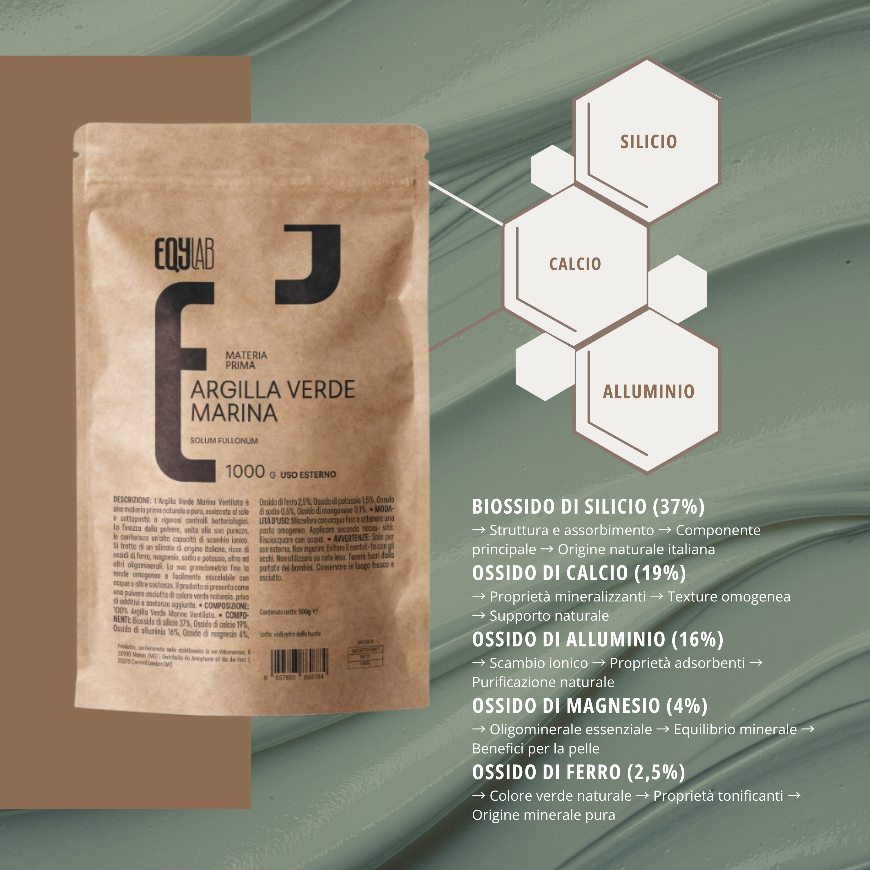 EQYLAB ARGILLA VERDE MARINA 1000 GR