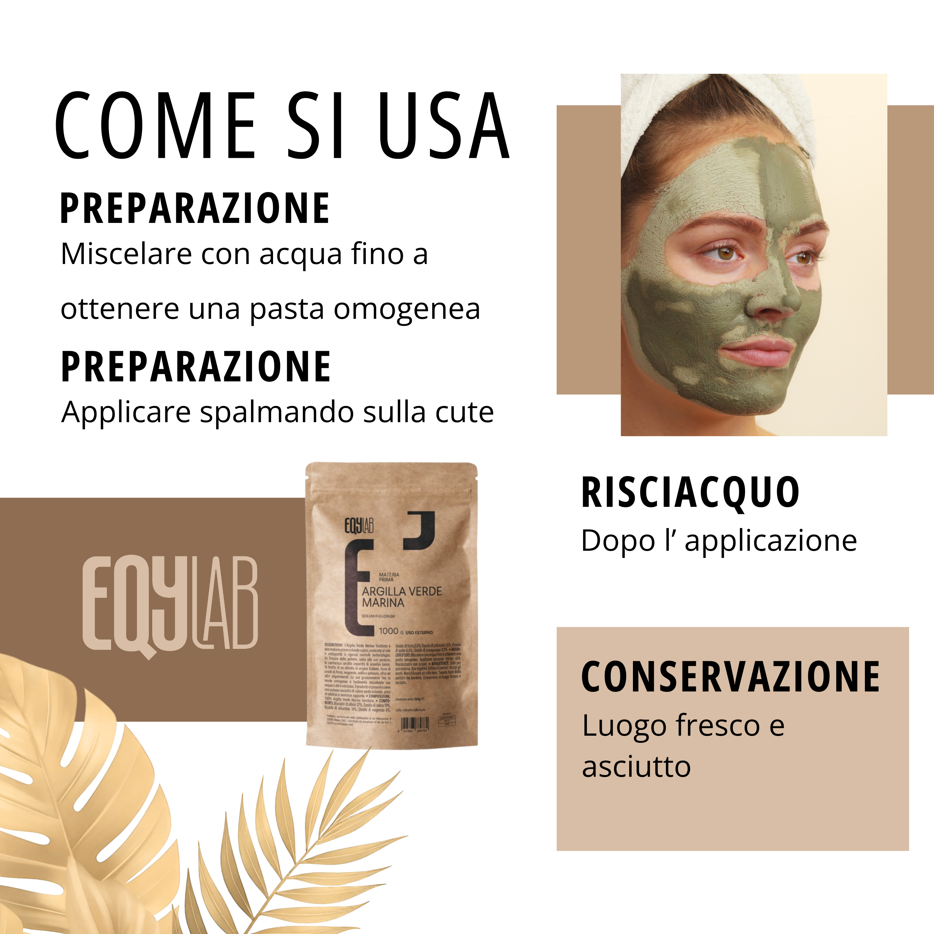 EQYLAB ARGILLA VERDE MARINA 1000 GR