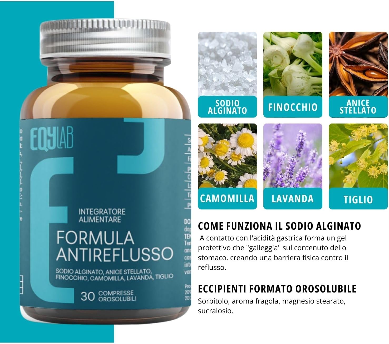 EQYLAB FORMULA ANTIREFLUSSO 30 COMPRESSE