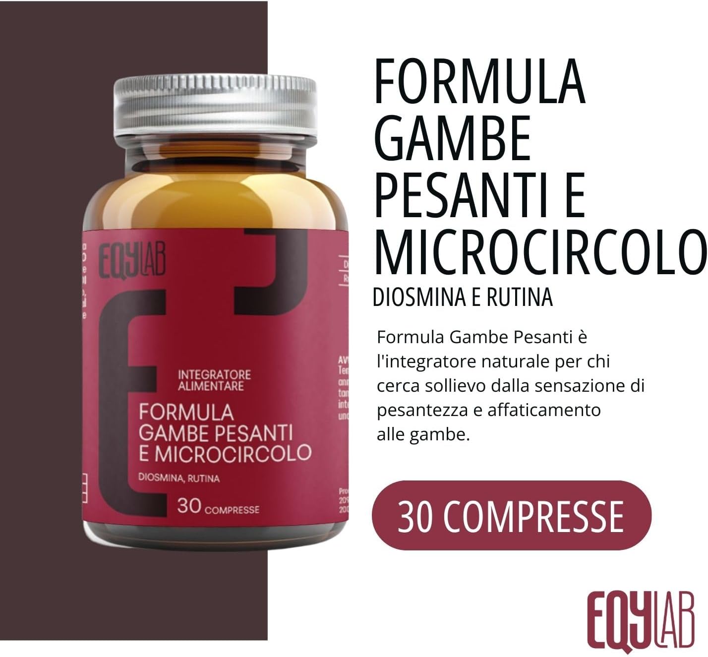 EQYLAB FORMULA GAMBE PESANTI E MICROCIRCOLO 30 COMPRESSE