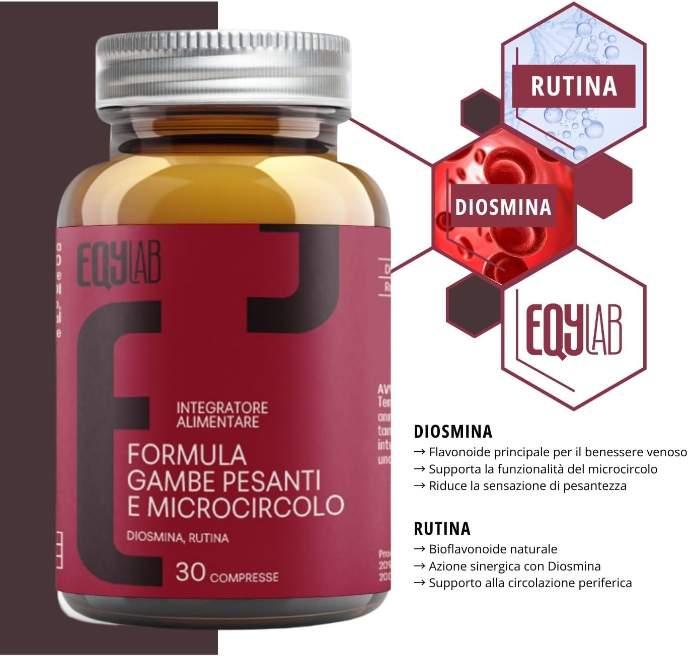 EQYLAB FORMULA GAMBE PESANTI E MICROCIRCOLO 30 COMPRESSE